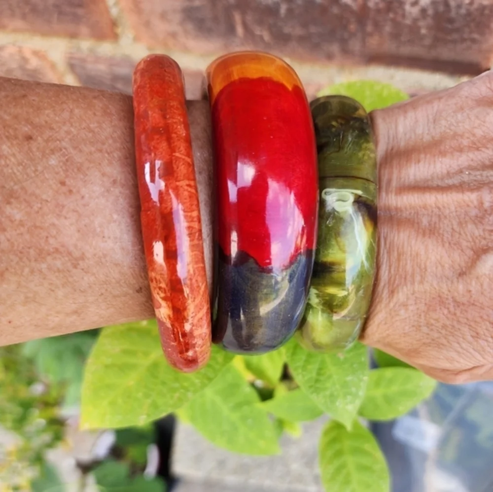 Vintage colorful bangle trio‎ - Picture 2 of 9